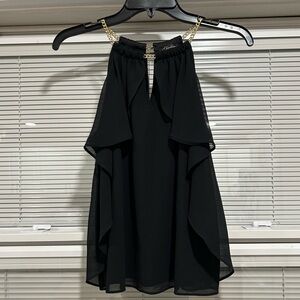 Thalia Sodi Black Blouse With Gold Chain